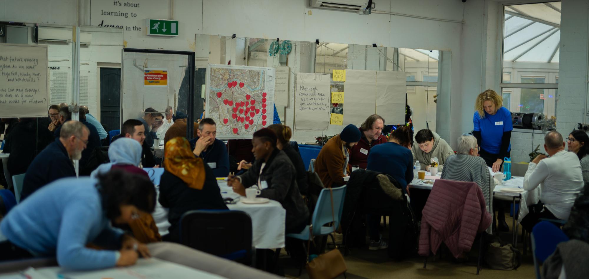Participants in Gateshead engaged in discussions at tables 