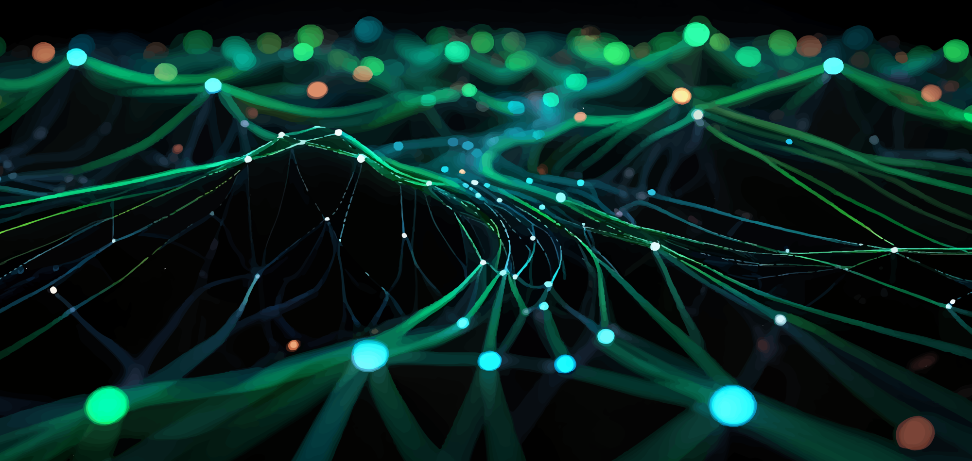 Abstract green lines on a black background
