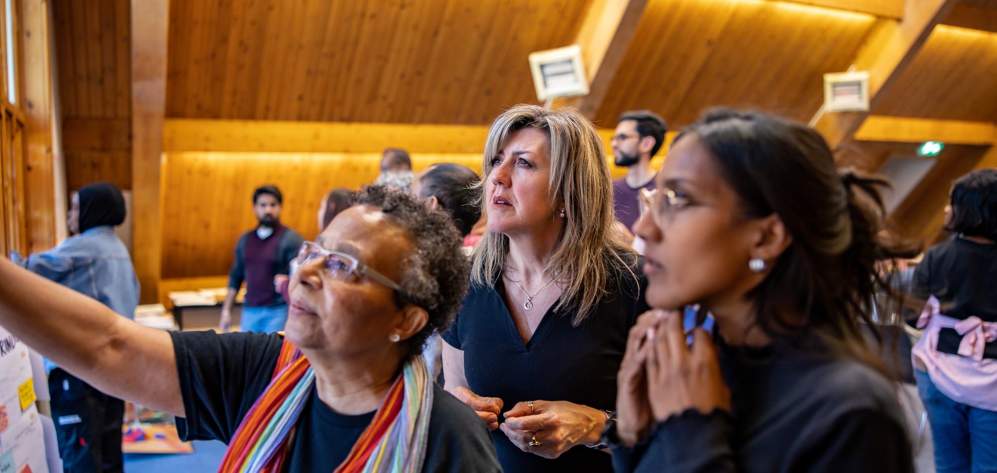 People looking at a flip