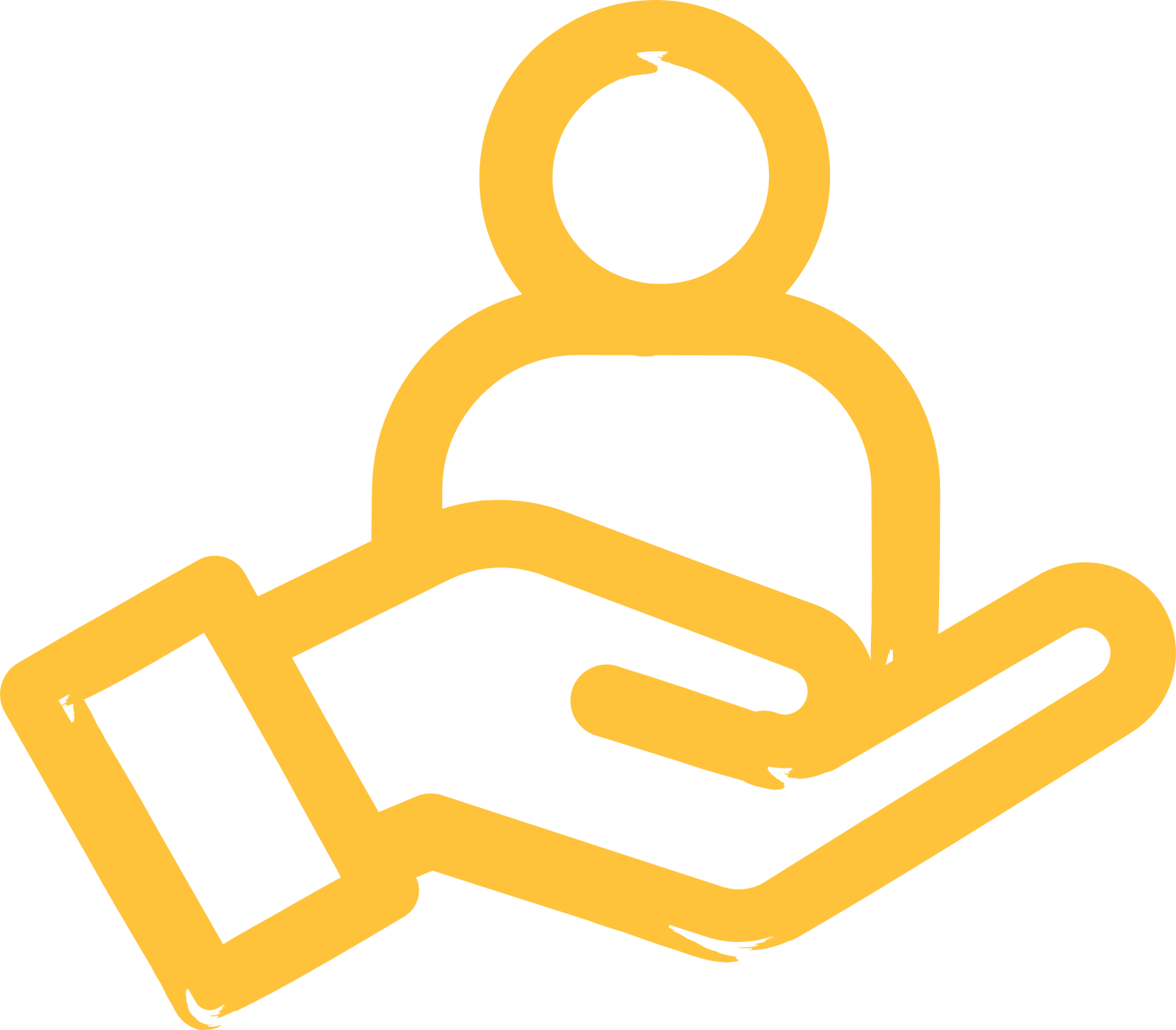 Illustration of a hand holding a person