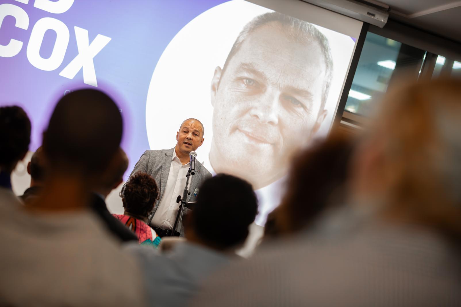 Ed Cox speaking at Involve's 20th Anniversary event