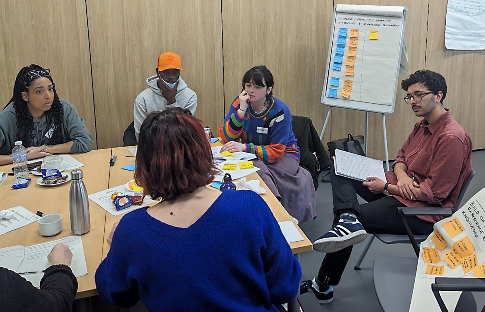 People in a room, chatting about ideas
